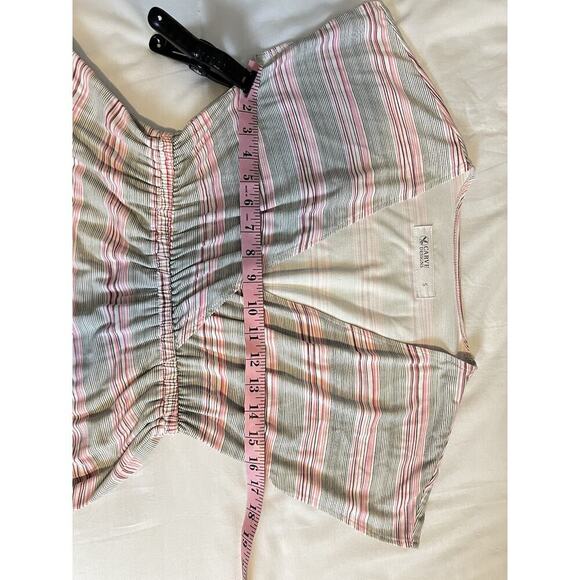 Carve Designs Dress Pink Gray Striped Knit Short Sleeve Sz S Babydoll Y2K V-neck - Picture 7 of 9